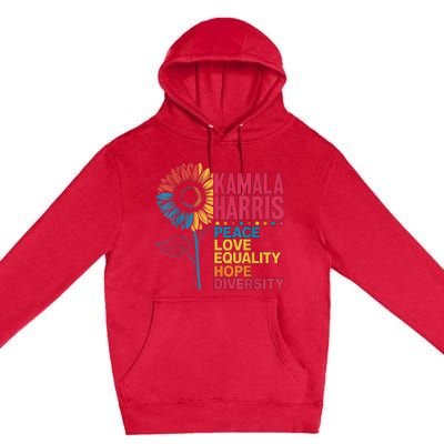 Kamala Harris Peace Love Equality Hope Diversity Premium Pullover Hoodie