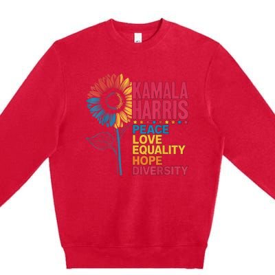 Kamala Harris Peace Love Equality Hope Diversity Premium Crewneck Sweatshirt