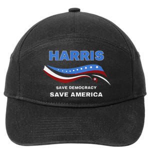 Kamala Harris President Comma La Flag Save 2024 7-Panel Snapback Hat