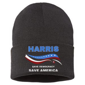 Kamala Harris President Comma La Flag Save 2024 Sustainable Knit Beanie