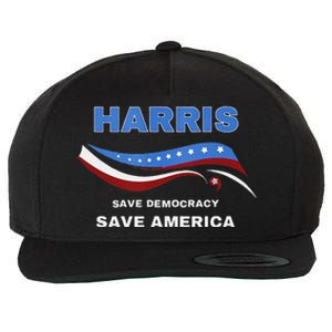 Kamala Harris President Comma La Flag Save 2024 Wool Snapback Cap