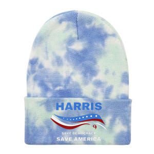 Kamala Harris President Comma La Flag Save 2024 Tie Dye 12in Knit Beanie