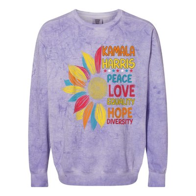 Kamala Harris Peace Love Equality Hope Diversity Colorblast Crewneck Sweatshirt