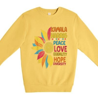 Kamala Harris Peace Love Equality Hope Diversity Premium Crewneck Sweatshirt