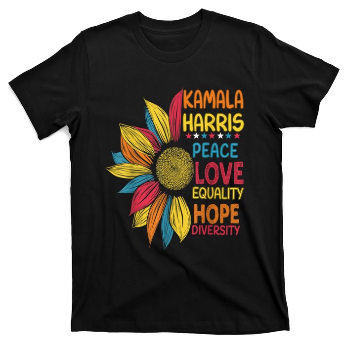 Kamala Harris Peace Love Equality Hope Diversity T-Shirt