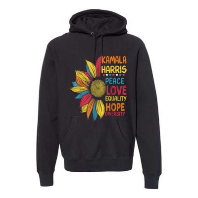 Kamala Harris Peace Love Equality Hope Diversity Premium Hoodie