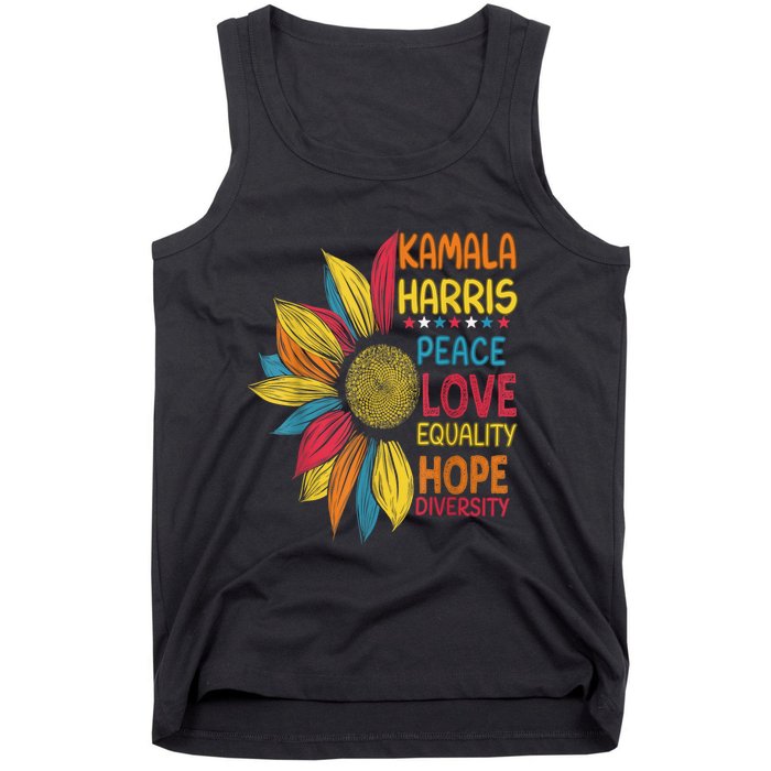 Kamala Harris Peace Love Equality Hope Diversity Tank Top