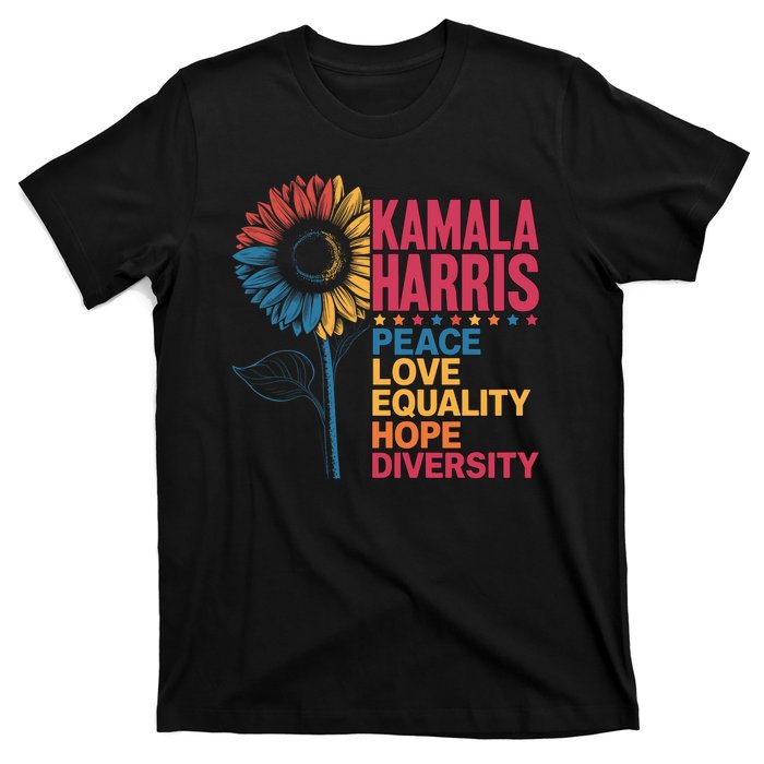 Kamala Harris Peace Love Equality Hope Diversity T-Shirt