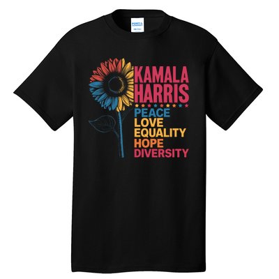 Kamala Harris Peace Love Equality Hope Diversity Tall T-Shirt