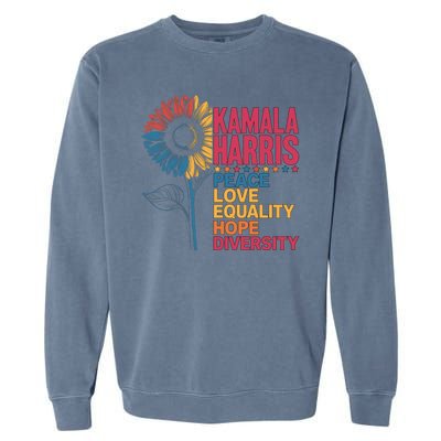 Kamala Harris Peace Love Equality Hope Diversity Garment-Dyed Sweatshirt