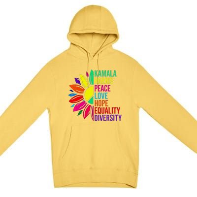 Kamala Harris Peace Love Equality Hope Diversity Premium Pullover Hoodie