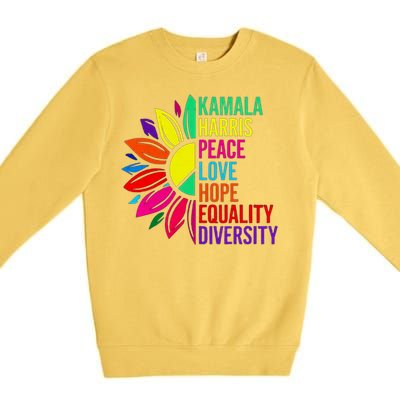 Kamala Harris Peace Love Equality Hope Diversity Premium Crewneck Sweatshirt