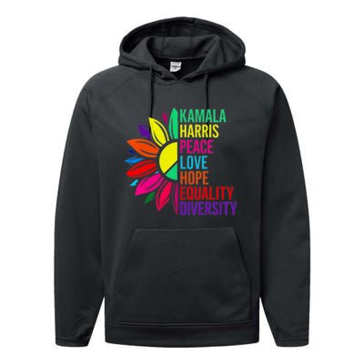 Kamala Harris Peace Love Equality Hope Diversity Performance Fleece Hoodie