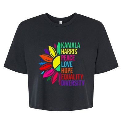 Kamala Harris Peace Love Equality Hope Diversity Bella+Canvas Jersey Crop Tee