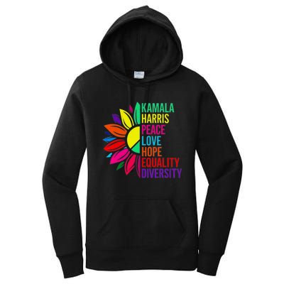 Kamala Harris Peace Love Equality Hope Diversity Women's Pullover Hoodie