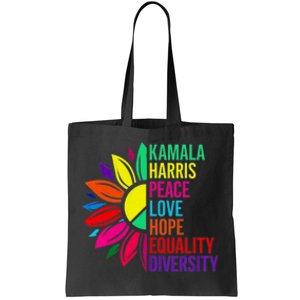 Kamala Harris Peace Love Equality Hope Diversity Tote Bag