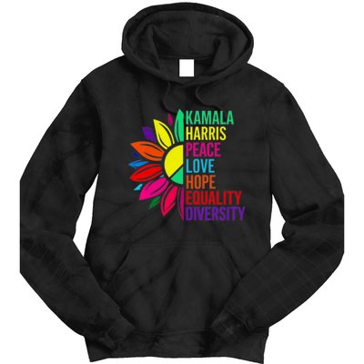 Kamala Harris Peace Love Equality Hope Diversity Tie Dye Hoodie