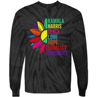 Kamala Harris Peace Love Equality Hope Diversity Tie-Dye Long Sleeve Shirt