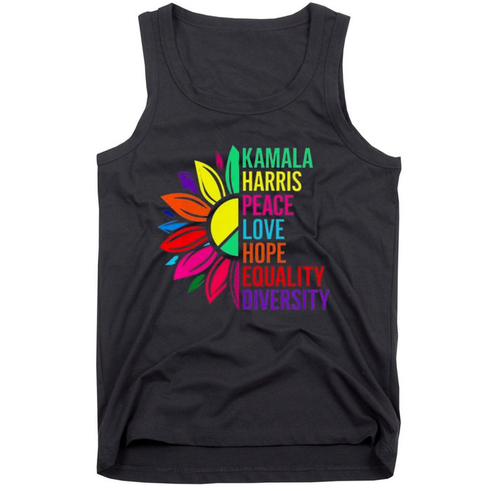 Kamala Harris Peace Love Equality Hope Diversity Tank Top