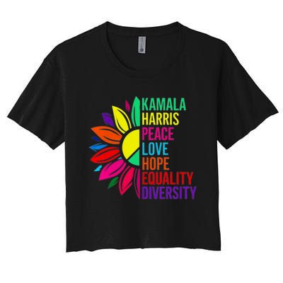 Kamala Harris Peace Love Equality Hope Diversity Women's Crop Top Tee