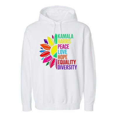 Kamala Harris Peace Love Equality Hope Diversity Garment-Dyed Fleece Hoodie