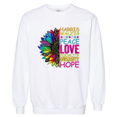 Kamala Harris Peace Love Equality Hope Diversity Garment-Dyed Sweatshirt