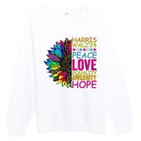 Kamala Harris Peace Love Equality Hope Diversity Premium Crewneck Sweatshirt