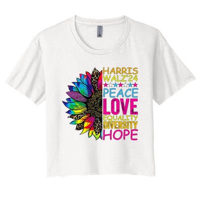 Kamala Harris Peace Love Equality Hope Diversity Women's Crop Top Tee