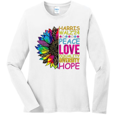 Kamala Harris Peace Love Equality Hope Diversity Ladies Long Sleeve Shirt