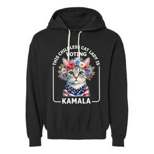 Kamala Harris Presiden 2024 Childless Cat Lady Madam Harris For President 2024 Garment-Dyed Fleece Hoodie