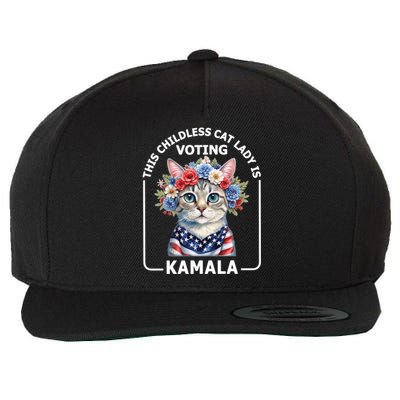 Kamala Harris Presiden 2024 Childless Cat Lady Madam Harris For President 2024 Wool Snapback Cap