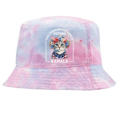 Kamala Harris Presiden 2024 Childless Cat Lady Madam Harris For President 2024 Tie-Dyed Bucket Hat