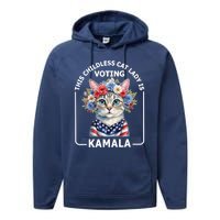 Kamala Harris Presiden 2024 Childless Cat Lady Madam Harris For President 2024 Performance Fleece Hoodie