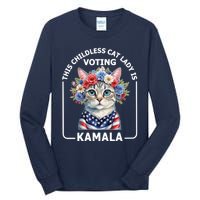 Kamala Harris Presiden 2024 Childless Cat Lady Madam Harris For President 2024 Tall Long Sleeve T-Shirt