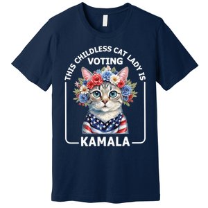 Kamala Harris Presiden 2024 Childless Cat Lady Madam Harris For President 2024 Premium T-Shirt