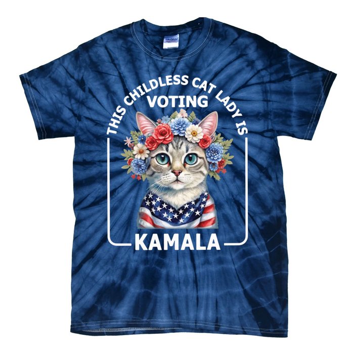 Kamala Harris Presiden 2024 Childless Cat Lady Madam Harris For President 2024 Tie-Dye T-Shirt