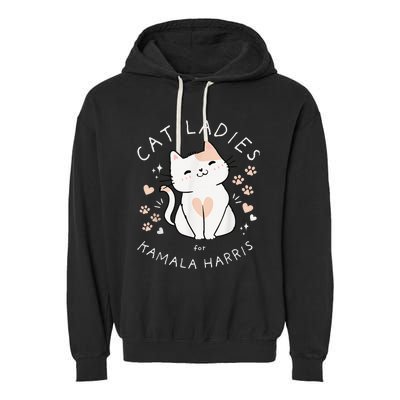 Kamala Harris Project Coconut Tree For President Cat Ladies For Kamala Harris Garment-Dyed Fleece Hoodie