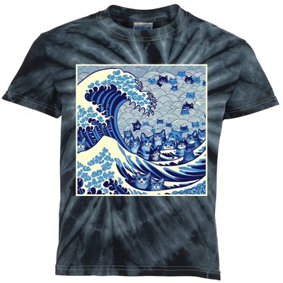 Kamala Harris President 2024 Blue Cats Wave For Kamala Funny Cat Lady Kids Tie-Dye T-Shirt