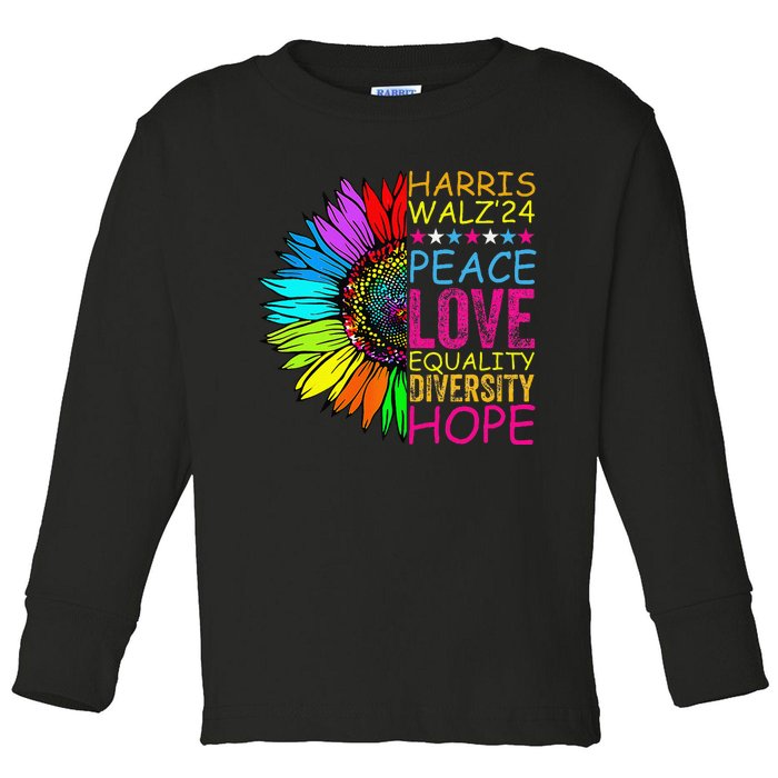 Kamala Harris Peace Love Equality Hope Diversity Toddler Long Sleeve Shirt