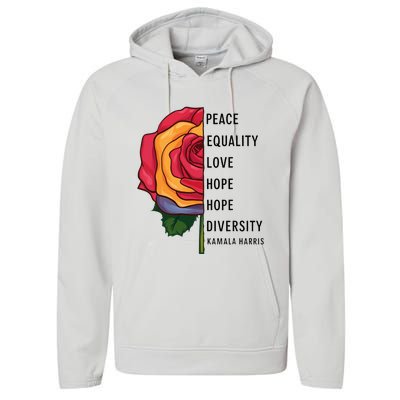 Kamala Harris Peace Love Equality Hope Diversity Performance Fleece Hoodie