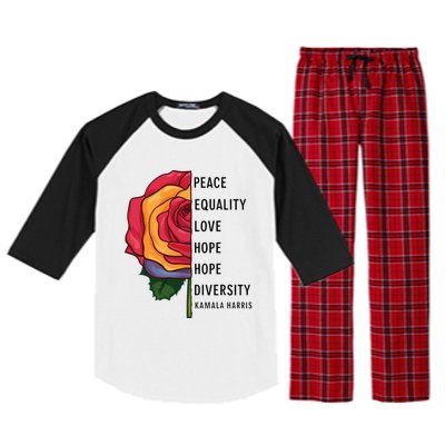 Kamala Harris Peace Love Equality Hope Diversity Raglan Sleeve Pajama Set