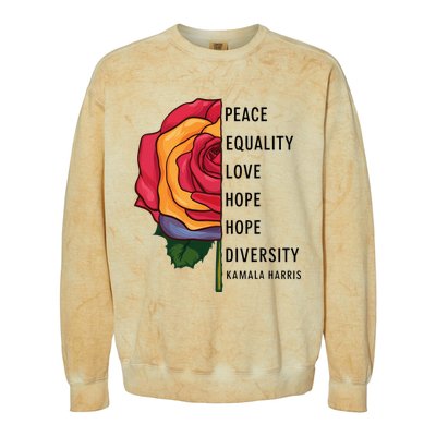 Kamala Harris Peace Love Equality Hope Diversity Colorblast Crewneck Sweatshirt