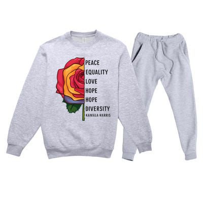 Kamala Harris Peace Love Equality Hope Diversity Premium Crewneck Sweatsuit Set