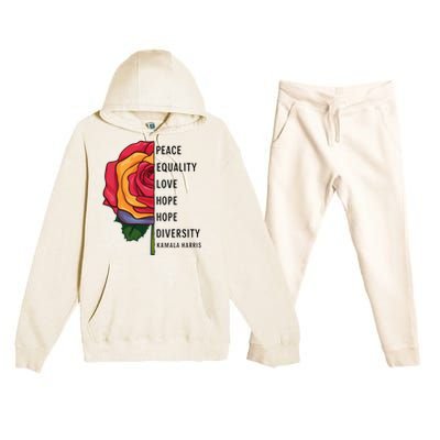 Kamala Harris Peace Love Equality Hope Diversity Premium Hooded Sweatsuit Set