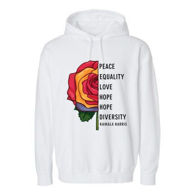 Kamala Harris Peace Love Equality Hope Diversity Garment-Dyed Fleece Hoodie