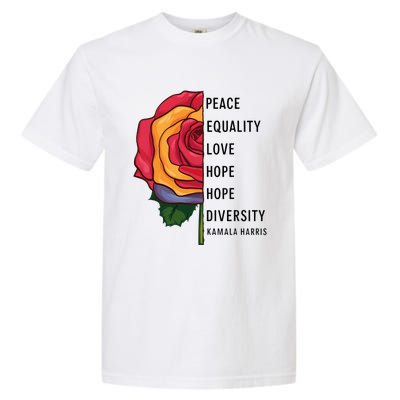 Kamala Harris Peace Love Equality Hope Diversity Garment-Dyed Heavyweight T-Shirt