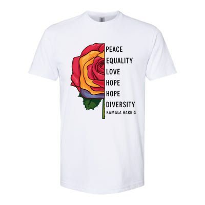 Kamala Harris Peace Love Equality Hope Diversity Softstyle CVC T-Shirt