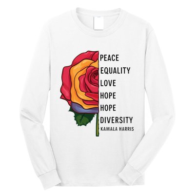 Kamala Harris Peace Love Equality Hope Diversity Long Sleeve Shirt