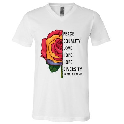 Kamala Harris Peace Love Equality Hope Diversity V-Neck T-Shirt