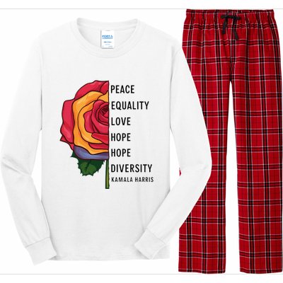 Kamala Harris Peace Love Equality Hope Diversity Long Sleeve Pajama Set